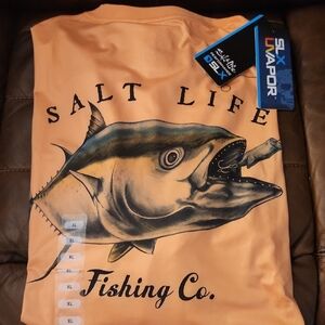 Salt Life Orange SLX Vapor Tee with Fish Graphic